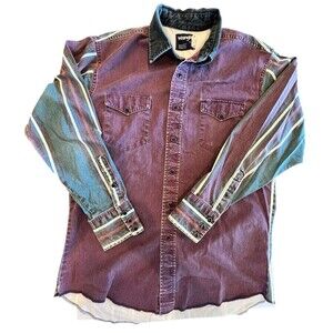 Wrangler Vintage Brushpopper Snap Shirt Mens X Long Tail Sz 16-34 Burgundy USA
